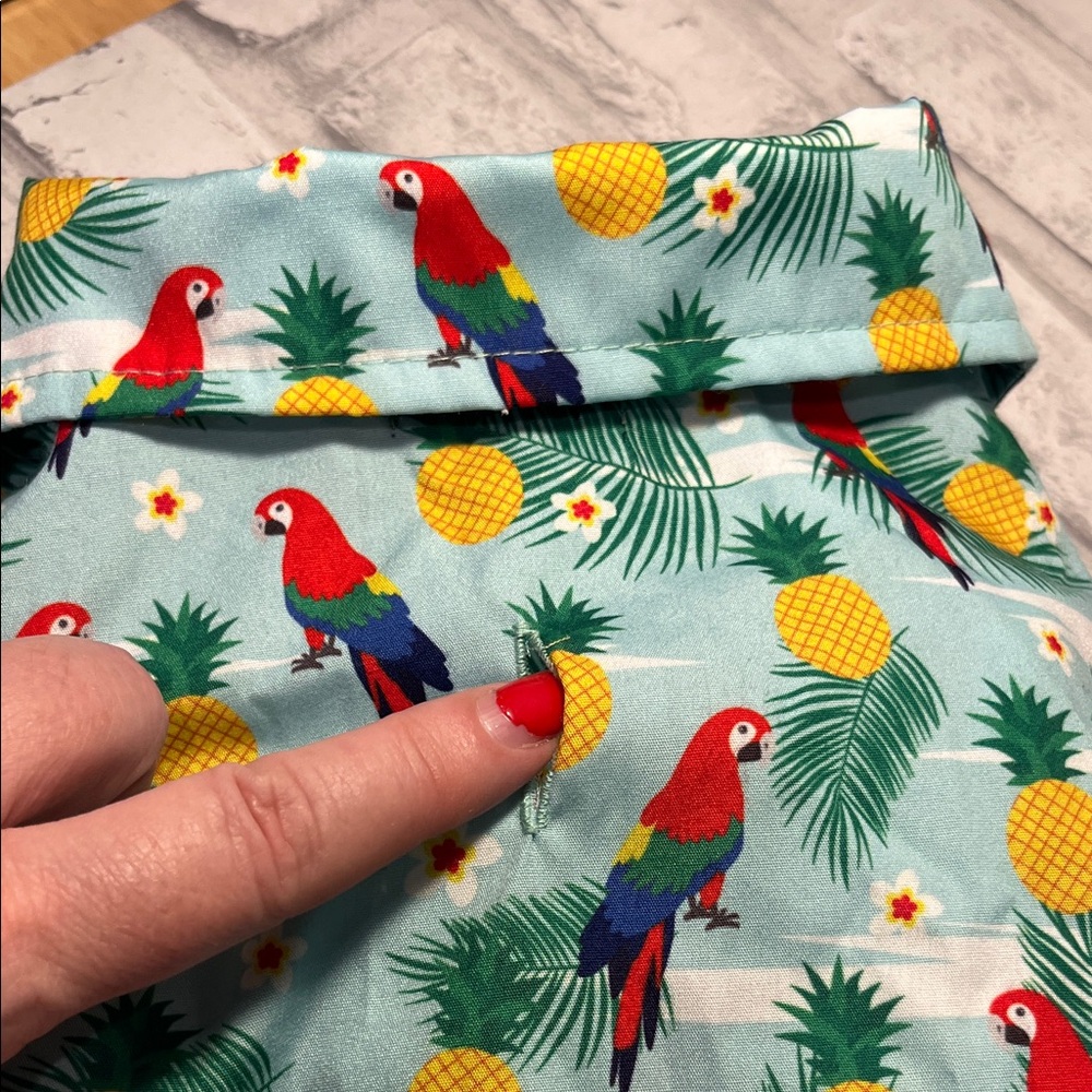 Tropical pineapple Parrot Print Dog Hawaiian Shirt size 3 pet clothes - Picture 5 of 9